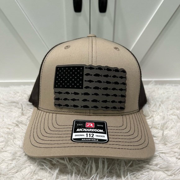 Laser engraved American flag fish. Richardson 112 trucker hat. - Picture 2 of 2